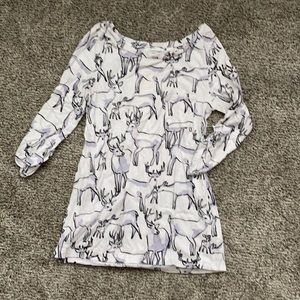 GUC Postmark 3/4 sleeve deer print shirt